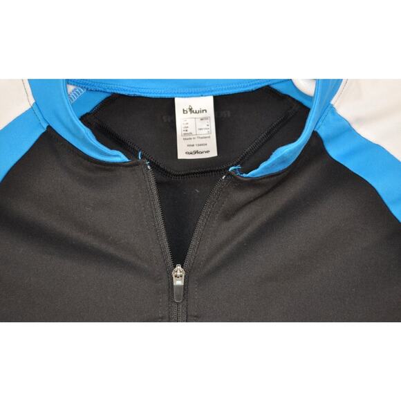 bTwin MTB Cycling Jersey Men's Medium Blue White Rockrider Zip Pockets - Picture 2 of 7